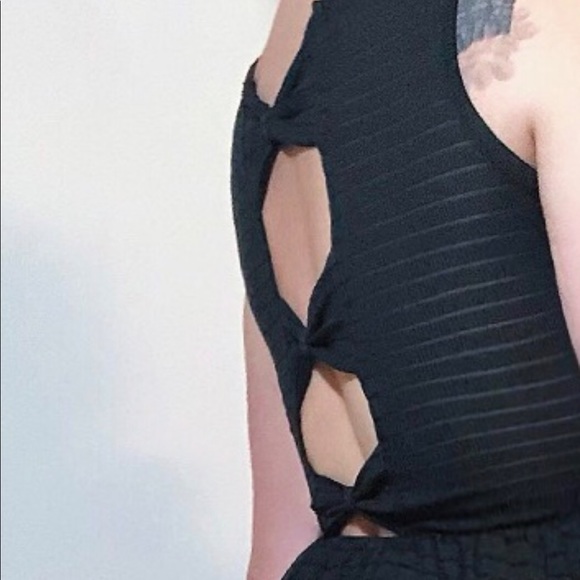 LBD semi sheer sleeveless black mini dress - Picture 2 of 9